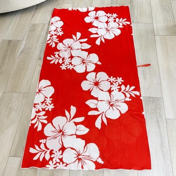 CGEAR Orange Floral Adult Sized Sand-Free Beach Towel Patented Dual Layer 63X31 - Picture 2 of 10